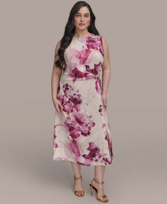 Donna Karan New York Womens Ribbed Knot Printed Mi Sangria Multi 20W