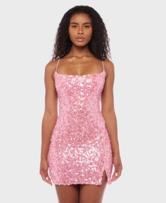 Alex Sophia Juniors Scoop Neck Sequin Dre Blush Pink 1314