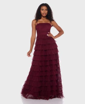 B Darlin Juniors Spaghetti Strap Squar Burgundy 34