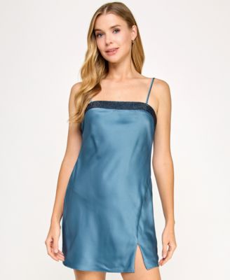 SENI CADE Juniors Front Slit Skirt Shor Blue S