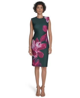 Calvin Klein Womens Placement Print Sheath Greyaubergine Multi 14