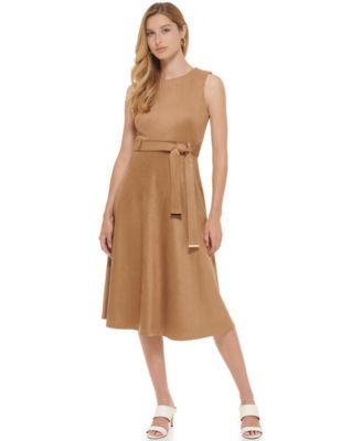 Calvin Klein Womens Sleeveless Midi Dress Caper 12