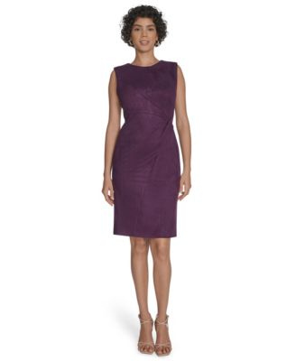 Calvin Klein Womens Side Ruched Midi Dress Aubergine 8