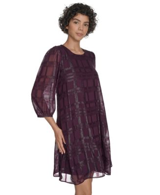 Calvin Klein Womens Crew Neck Shift Dress Aubergine 6