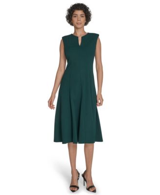 Calvin Klein Womens V-Neck Sleeveless Midi Mallard 6