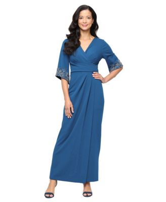 Alex Evenings Womens Stretch Crepe Column D Teal 16