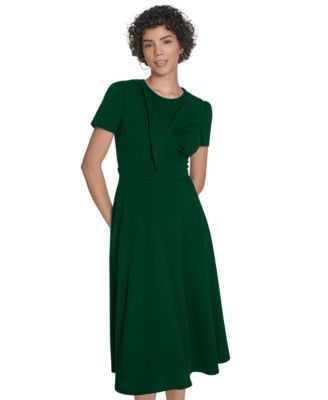 Calvin Klein Womens Short Sleeve Ruched Mi Malachite 10