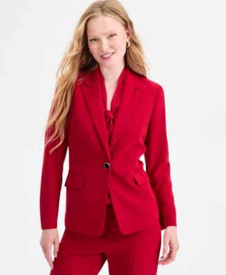 Kasper Womens Peak-Lapel Single-Butt Fire Red 8