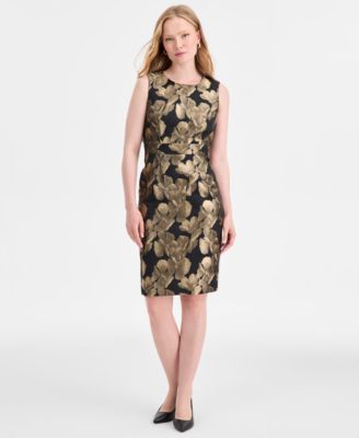Kasper Womens Damask Sleeveless Shea Goldblack 8