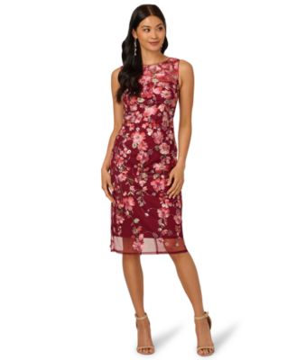 Adrianna Papell Womens Embroidered Floral Mid PLUM MULTI 14