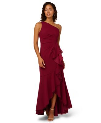 Adrianna Papell Womens Crepe One-Shoulder Ruf CRIMSON HAZE 14