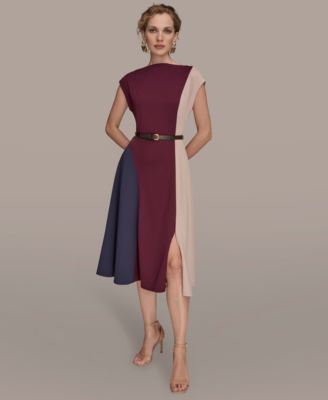 Donna Karan New York Petite Colorblock Midi Dress Eclipse.berry.pink 2P