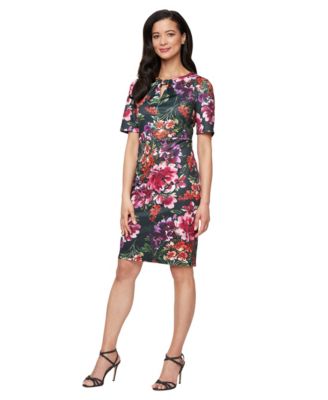 SL Fashions Womens Cutout Neck Dress Black multi 8