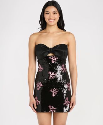 Morgan Company Womens Strapless Sequined Dre BLACKPINK 5