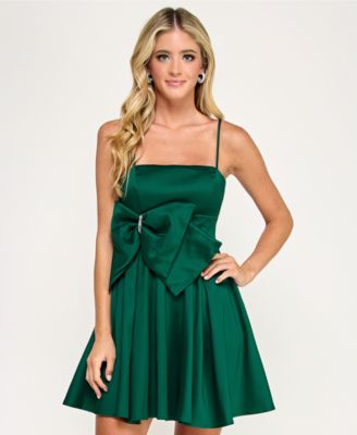Emerald Sundae Womens Bow Applique Dress Emerald XS