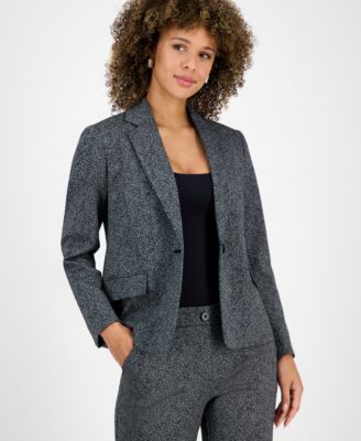 Kasper Womens Herringbone One-Button Black Multi 12