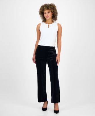 Kasper Womens Velvet Pull-On Wide-Le Black XL