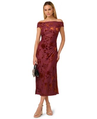 Adrianna Womens Burnout Velvet Midi Dr Amber 16