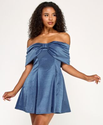 SENI CADE Juniors Shimmer Off-The-Shoul BLUE S