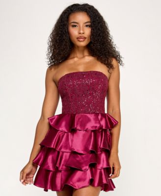 SENI CADE Juniors Sequin Embellished St MERLOT M
