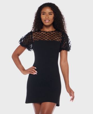 B Darlin Juniors Embellished Puff Slee Black 12