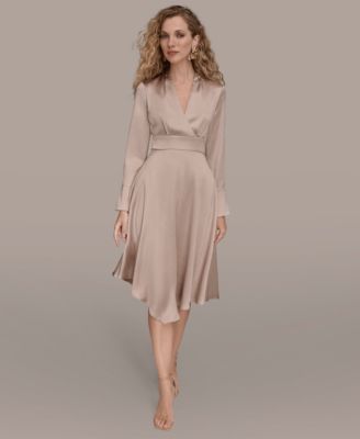 Donna Karan New York Womens Satin Midi Dress Shadow pink 10