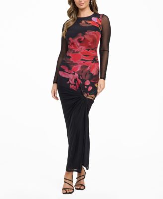 GUESS Womens Long Sleeve Alyssa Dre Vocal Rose Print 12