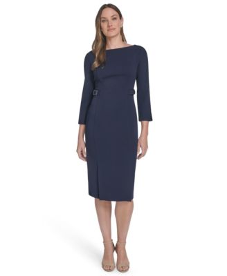 Calvin Klein Womens Side Buckle Midi Dress Indigo 10