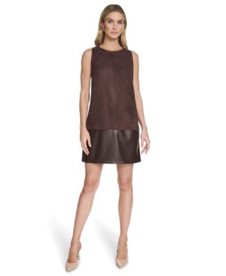 Calvin Klein Womens Crewneck Short Shift D Coffee bean 10