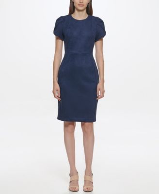 Calvin Klein Womens Tulip Sleeve Short Dre Navy 8