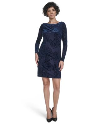 Calvin Klein Womens Velvet Burnout Shift D Indigo 4