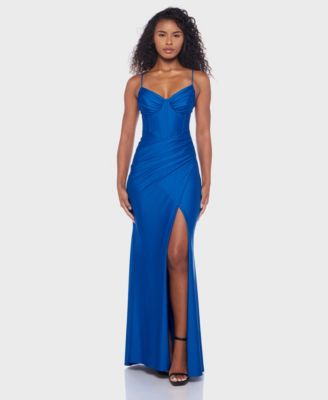 B Darlin Juniors Corset Ruched Gown Royal 0