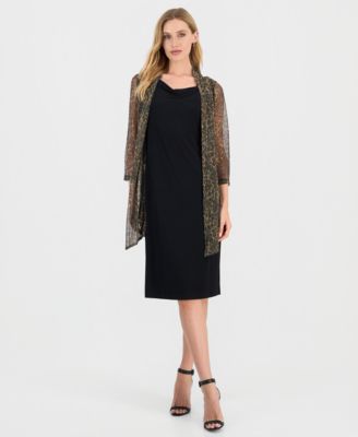 Connected Womens Metallic Jacket Cowl Black 10