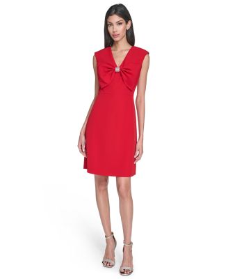 Eliza J Petite Bow Front Fit and Flare Red 12P