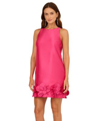 Adrianna Papell Womens 3D Floral Hem Shift Dr Electric pink 2