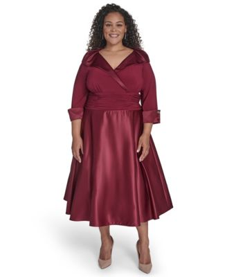 Jessica Howard Plus Size Rhinestone Cuff Slee Wine 16W