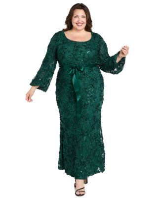 R M Richards Plus Size Soutache Lace Long D Hunter 22W