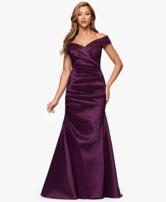 XSCAPE Womens Off The Shoulder Neck Burgundy 14