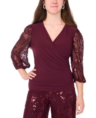 MSK Petite Mixed Media Surplice Ne Winetasting PM