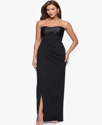 XSCAPE Womens Strapless Satin Dress Black 2