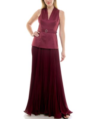 Taylor Womens V-Neck Pleat Detail Dr Luscious Wine 8