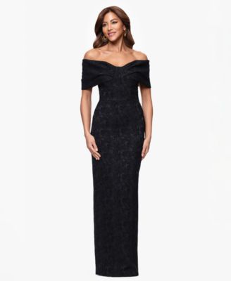 Betsy Adam Womens Long Off-the-Shoulder Black 10