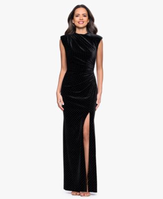 Betsy Adam Womens Long Studded Velvet Go BlackSilver 14