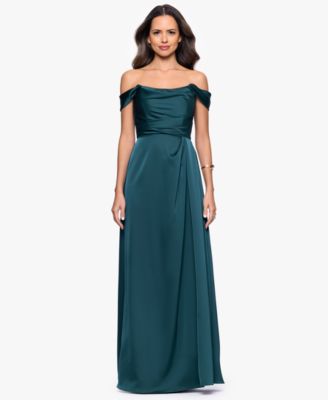 Betsy Adam Womens Long Off-the-Shoulder Pine 14