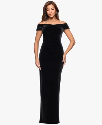 XSCAPE Petite Off-the-Shoulder Velvet Black 14P