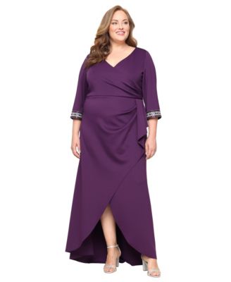 Alex Evenings Plus Size Long Stretch Scuba C Eggplant 22W