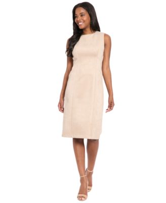 London Times Womens Sleeveless Sheath Dres Latte 8