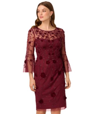 Adrianna Papell Womens Beaded Velvet Boat Nec Mahogany 16