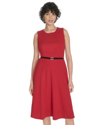Tommy Hilfiger Womens Belted Fit and Flare M Deep Scarlet 4