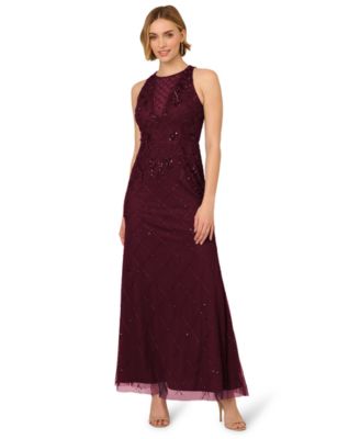 Adrianna Papell Womens Embellished Mermaid Go Deep Blue 16